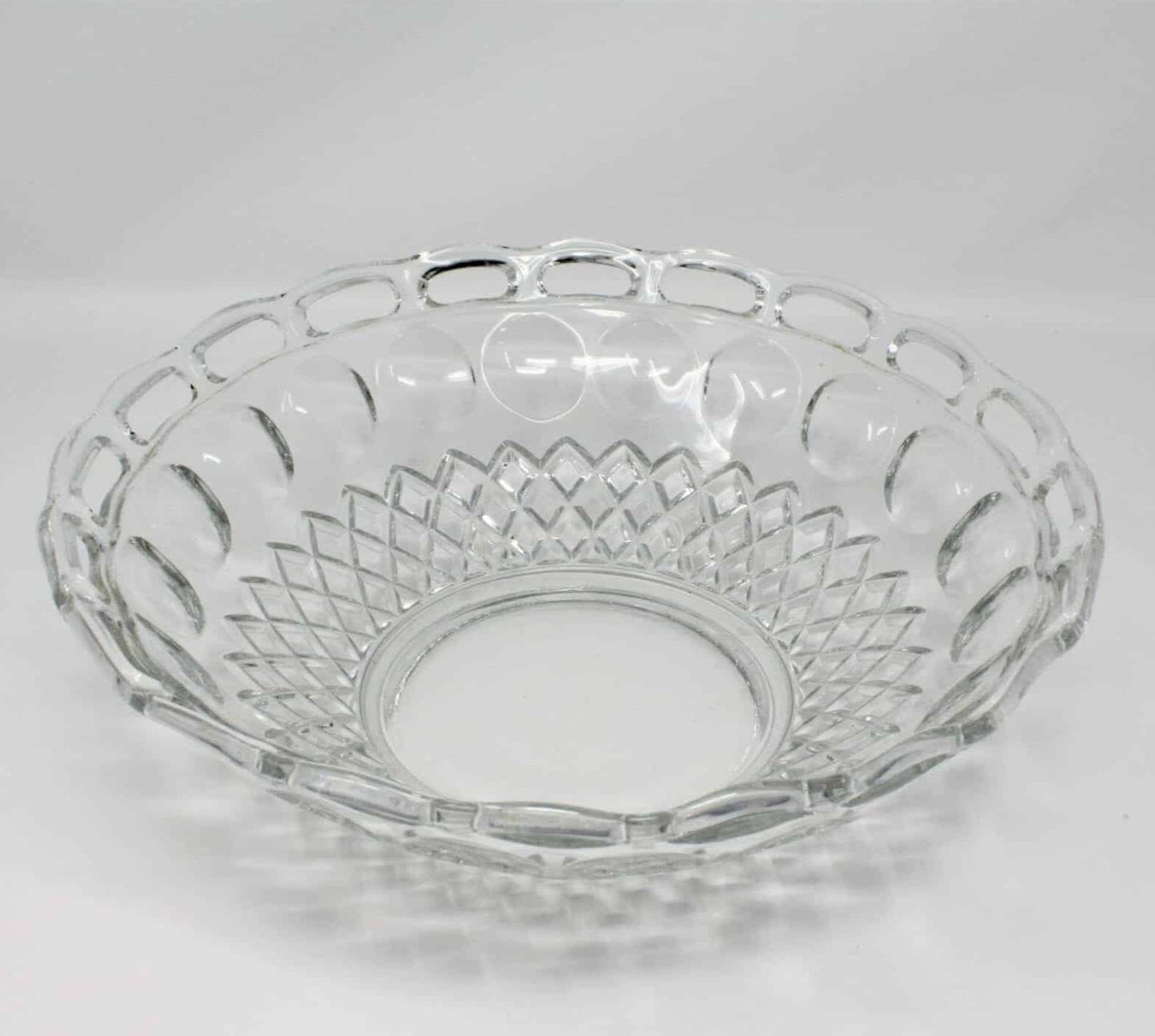 Bowl, McKee Glass, Colonial Band / Plymouth Thumbprint Clear, Vintage