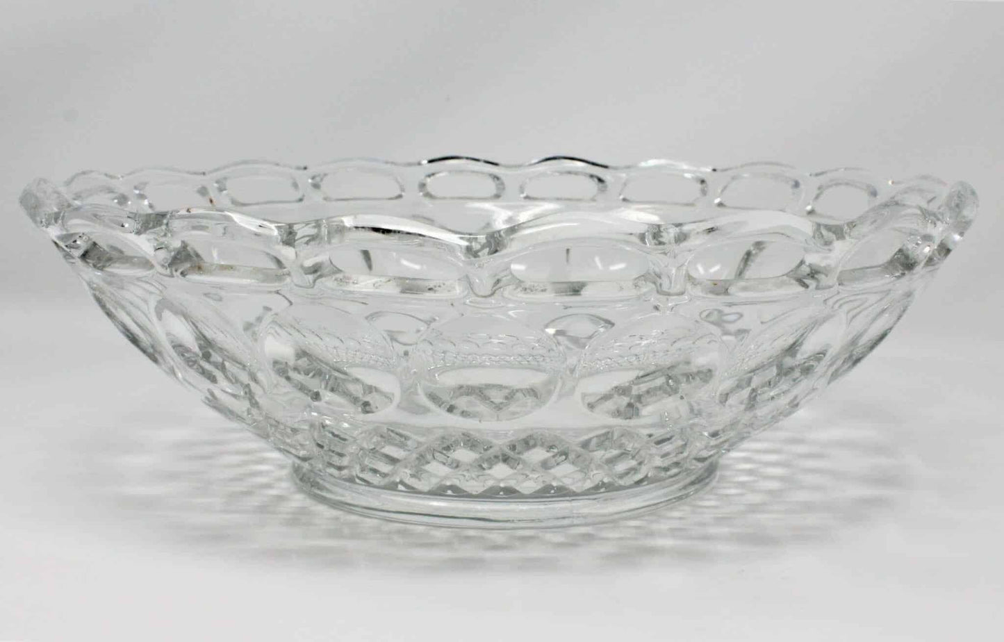 Bowl, McKee Glass, Colonial Band / Plymouth Thumbprint Clear, Vintage