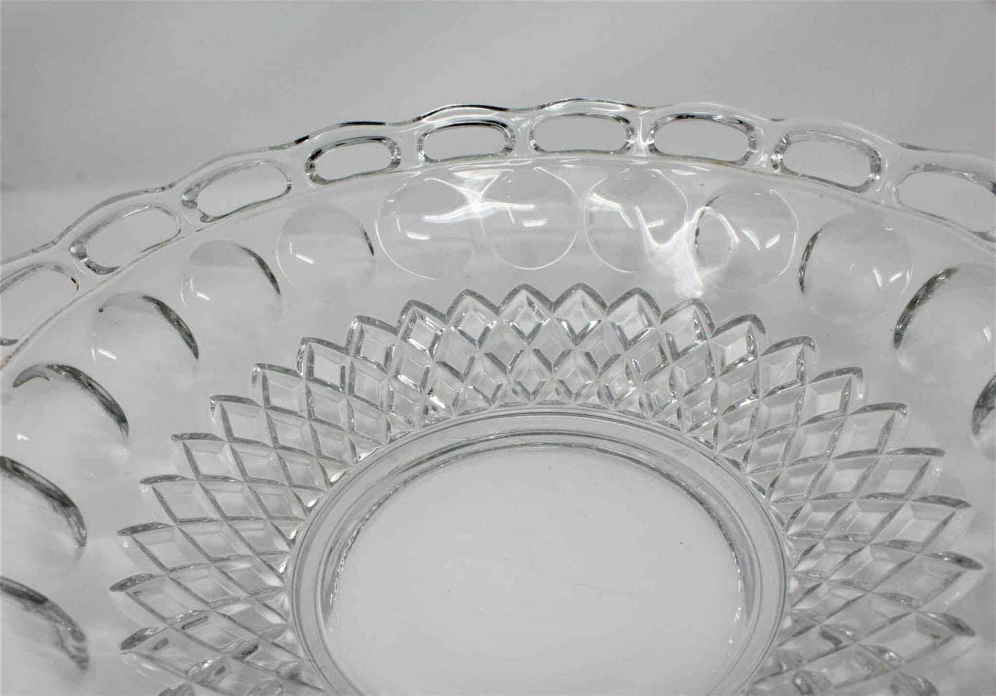 Bowl, McKee Glass, Colonial Band / Plymouth Thumbprint Clear, Vintage