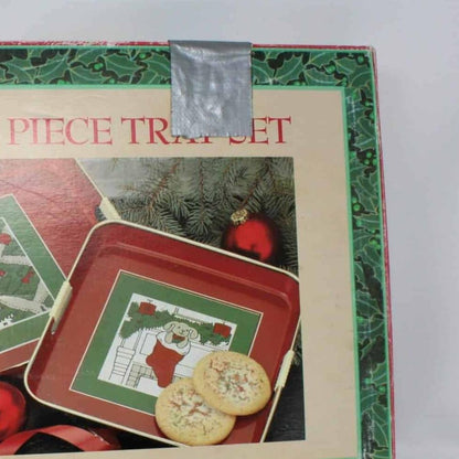 Tray Set, Christmas Velveteen Rabbit 3 Pcs , Lacquerware, Vintage Japan