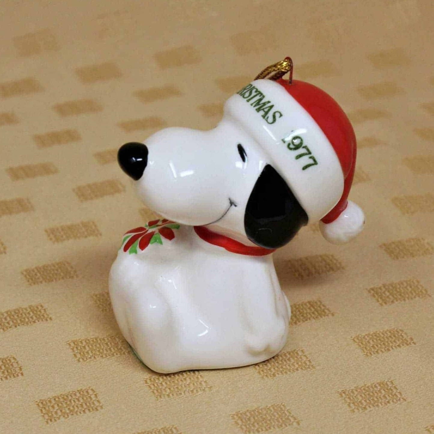 Ornaments, Snoopy with Poinsettia, 1977 Vintage, NOS