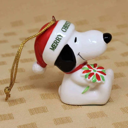 Ornaments, Snoopy with Poinsettia, 1977 Vintage, NOS