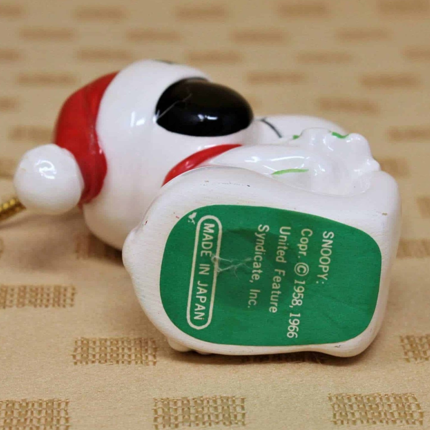 Ornaments, Snoopy with Poinsettia, 1977 Vintage, NOS