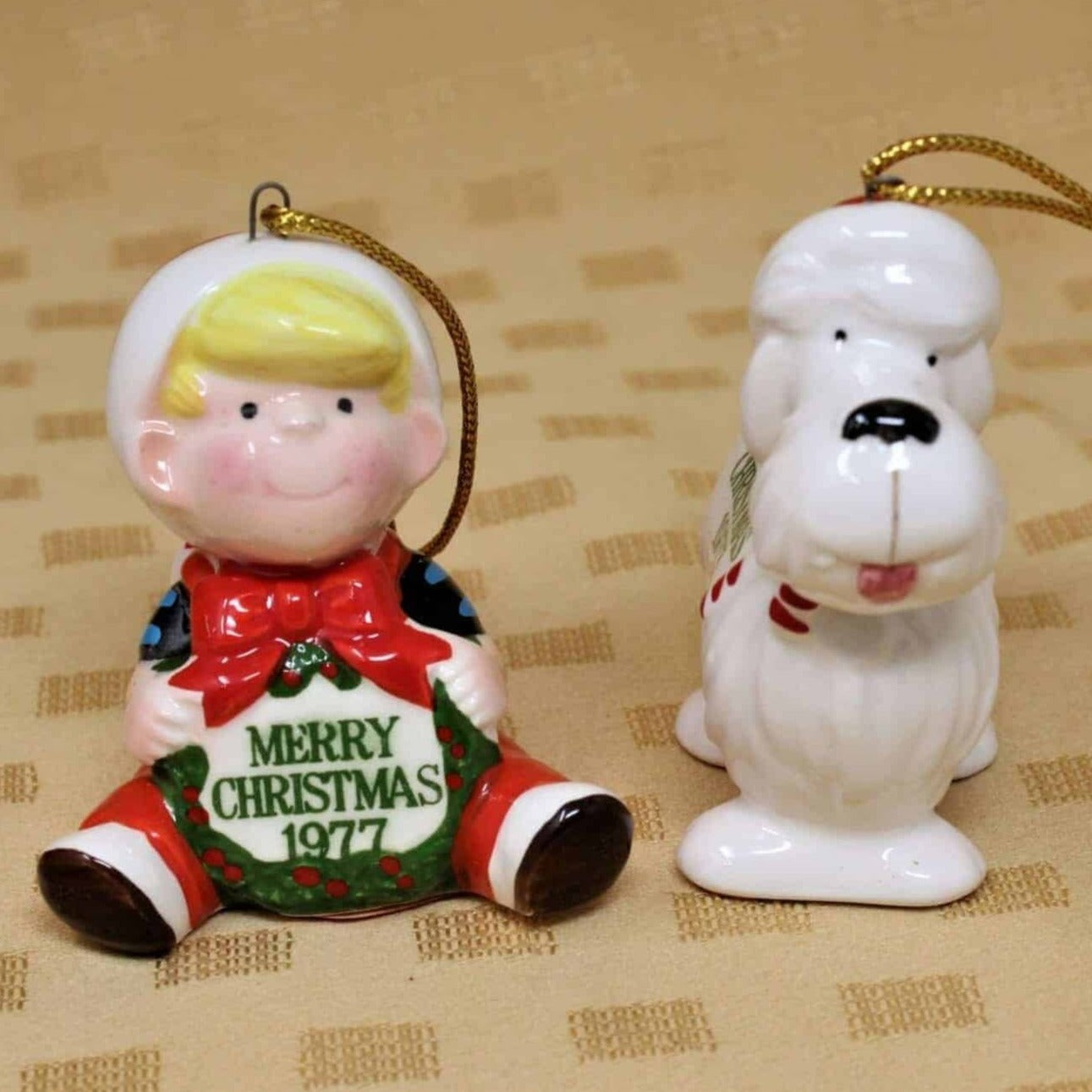Ornaments, Dennis The Menace & Ruff, In Box, Vintage, NOS, 1977