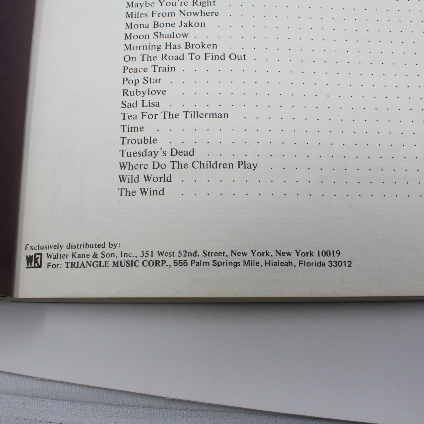 Sheet Music, Cat Stevens Anthology, Lyrics / Photographs, Vintage 1972