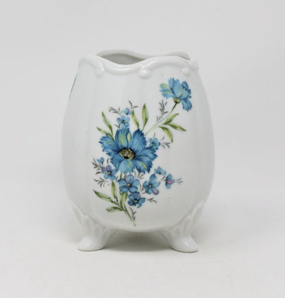 Vase, Inarco, Footed Egg, Blue Floral, Vintage