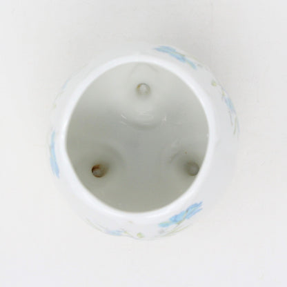 Vase, Inarco, Footed Egg, Blue Floral, Vintage