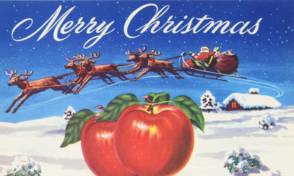 Crate Label, Merry Christmas, Santa Claus Apples, Original, 1950's, Vintage