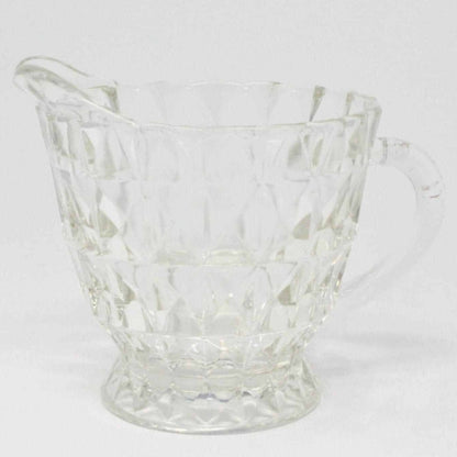 Creamer, Jeannette Glass Windsor Diamond (Holiday), Footed, Vintage