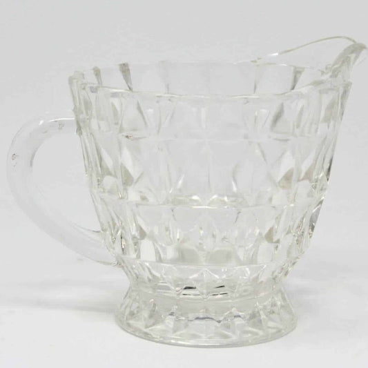 Creamer, Jeannette Glass Windsor Diamond (Holiday), Footed, Vintage