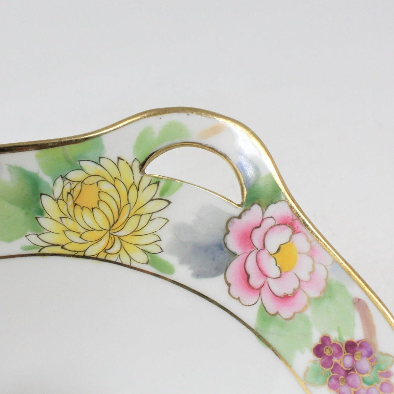 Bowl, Nippon Hand Painted Floral, Double Handled, Japan, Antique