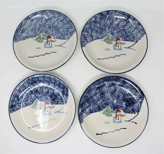 Dessert / Salad Plates, Thomson Pottery, Snowman, Set of 4