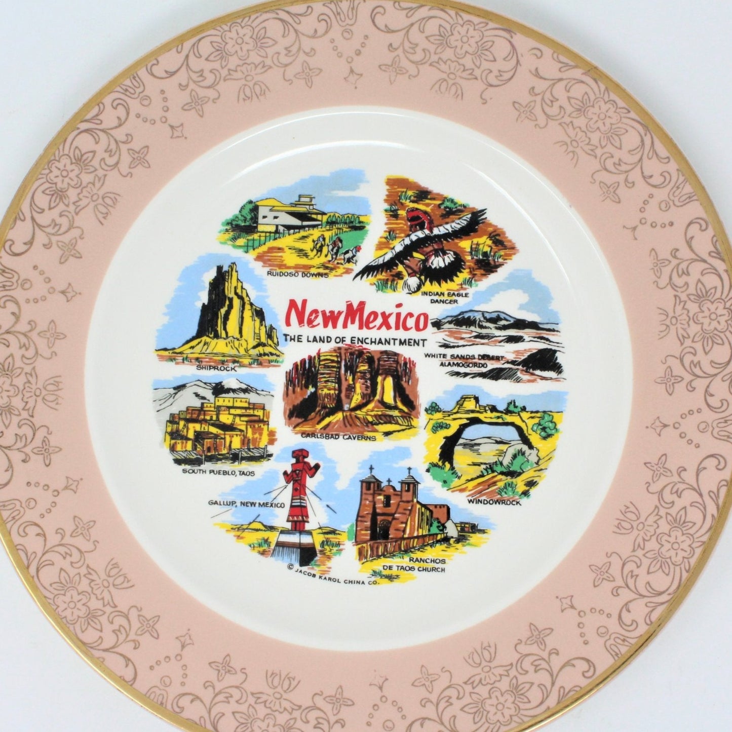 Decorative Plate, Souvenir State Collectors Plate, New Mexico, Vintage 1950's