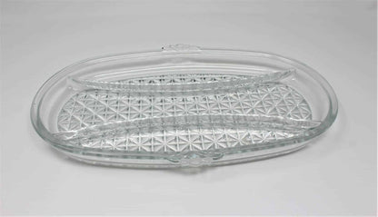 Divided Relish Tray, Four Square Windmill, Glass, Vintage