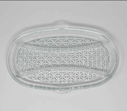 Divided Relish Tray, Four Square Windmill, Glass, Vintage