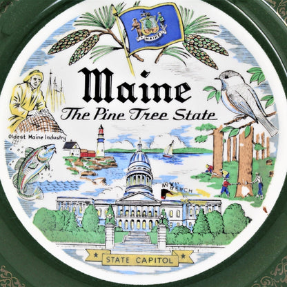 Decorative Plate, Souvenir State Collectors Plate, Maine, Homer Laughlin, Vintage 1953