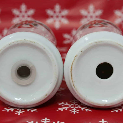 Salt and Pepper Shakers, Fairfield, Poinsettia and Ribbons, Vintage