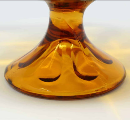 Comport / Compote, Viking Epic 6 Petal, Amber Glass, Pedestal Bowl, Vintage