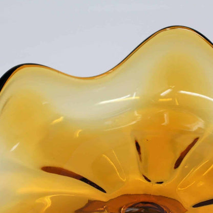 Comport / Compote, Viking Epic 6 Petal, Amber Glass, Pedestal Bowl, Vintage