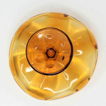 Comport / Compote, Viking Epic 6 Petal, Amber Glass, Pedestal Bowl, Vintage