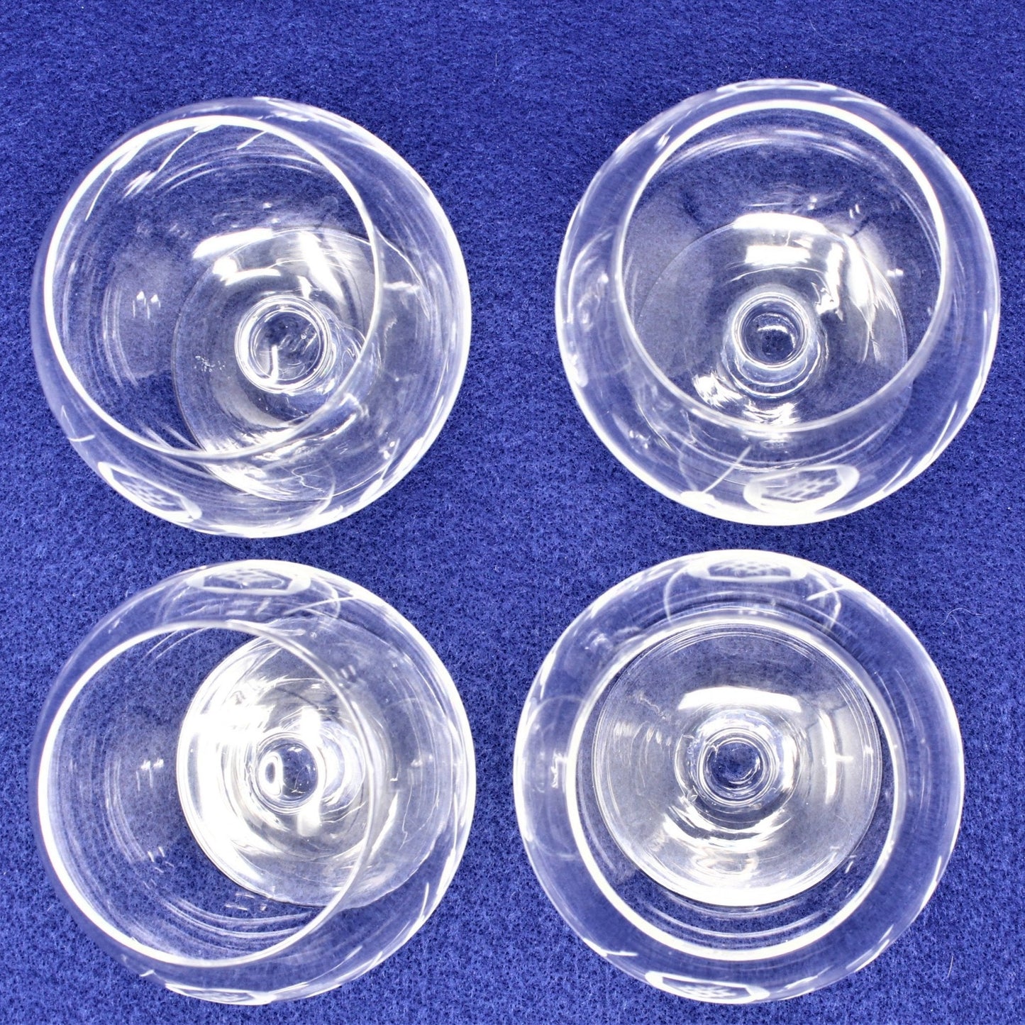 Brandy Sniffers, Sasaki, Cut Glass Rose, Blown Glass Set of 4, Vintage