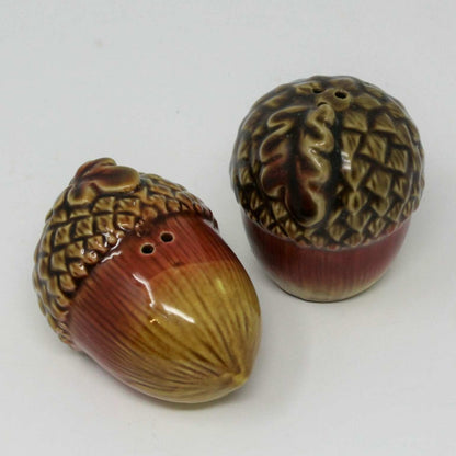 Salt and Pepper Shakers, Acorn Shaped Ceramic, Fall Decor