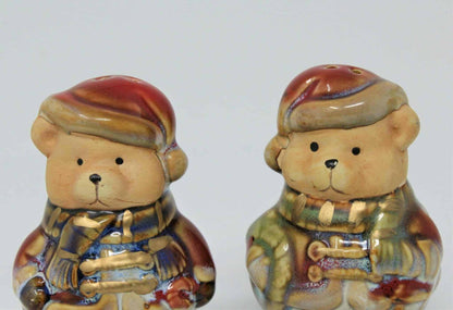 Salt and Pepper Shakers, Teddy Bears with Santa Hats, Ceramic