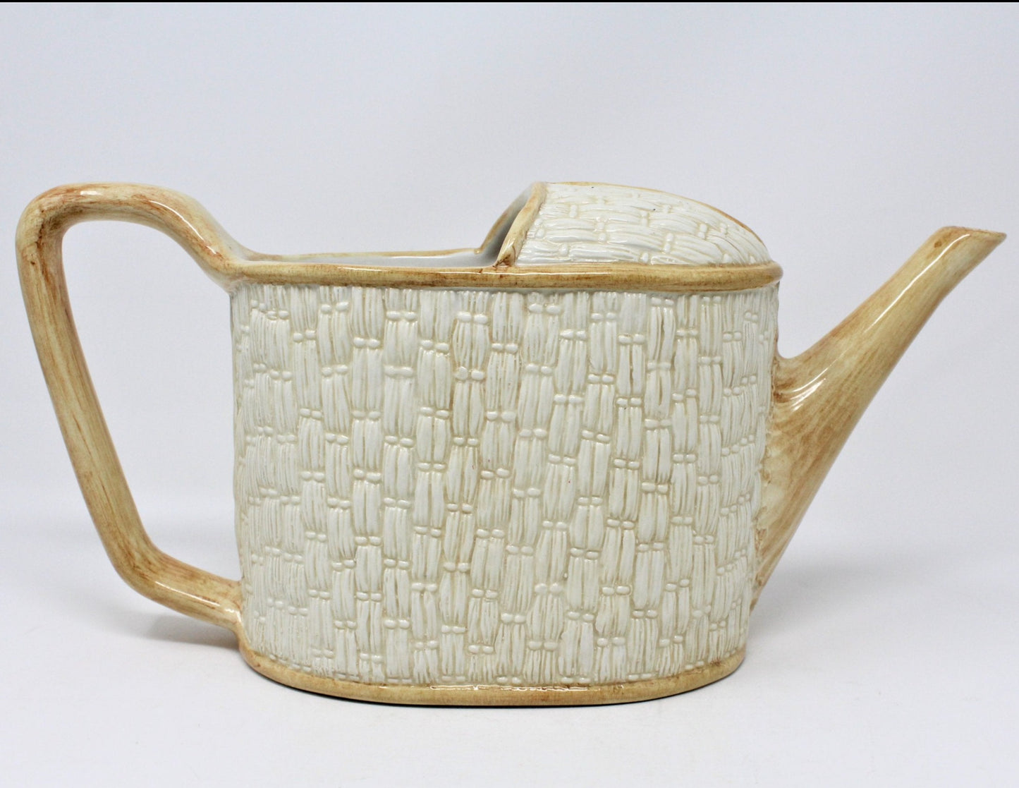 Planter / Vase, Watering Can, Ceramic Wicker, Italy, Vintage, SOLD