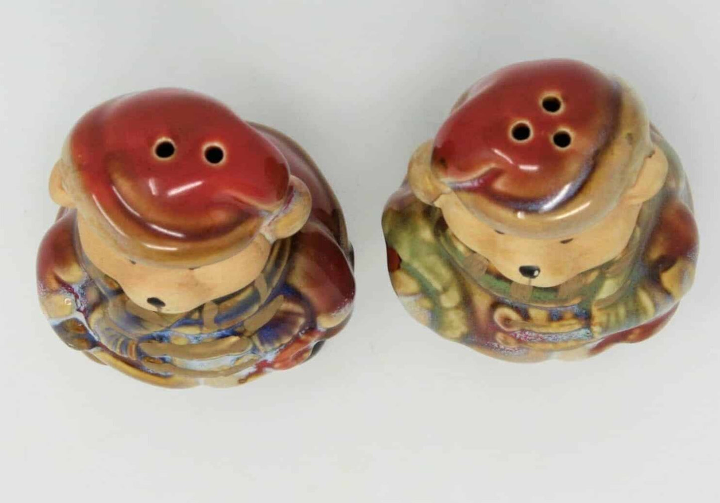 Salt and Pepper Shakers, Teddy Bears with Santa Hats, Ceramic