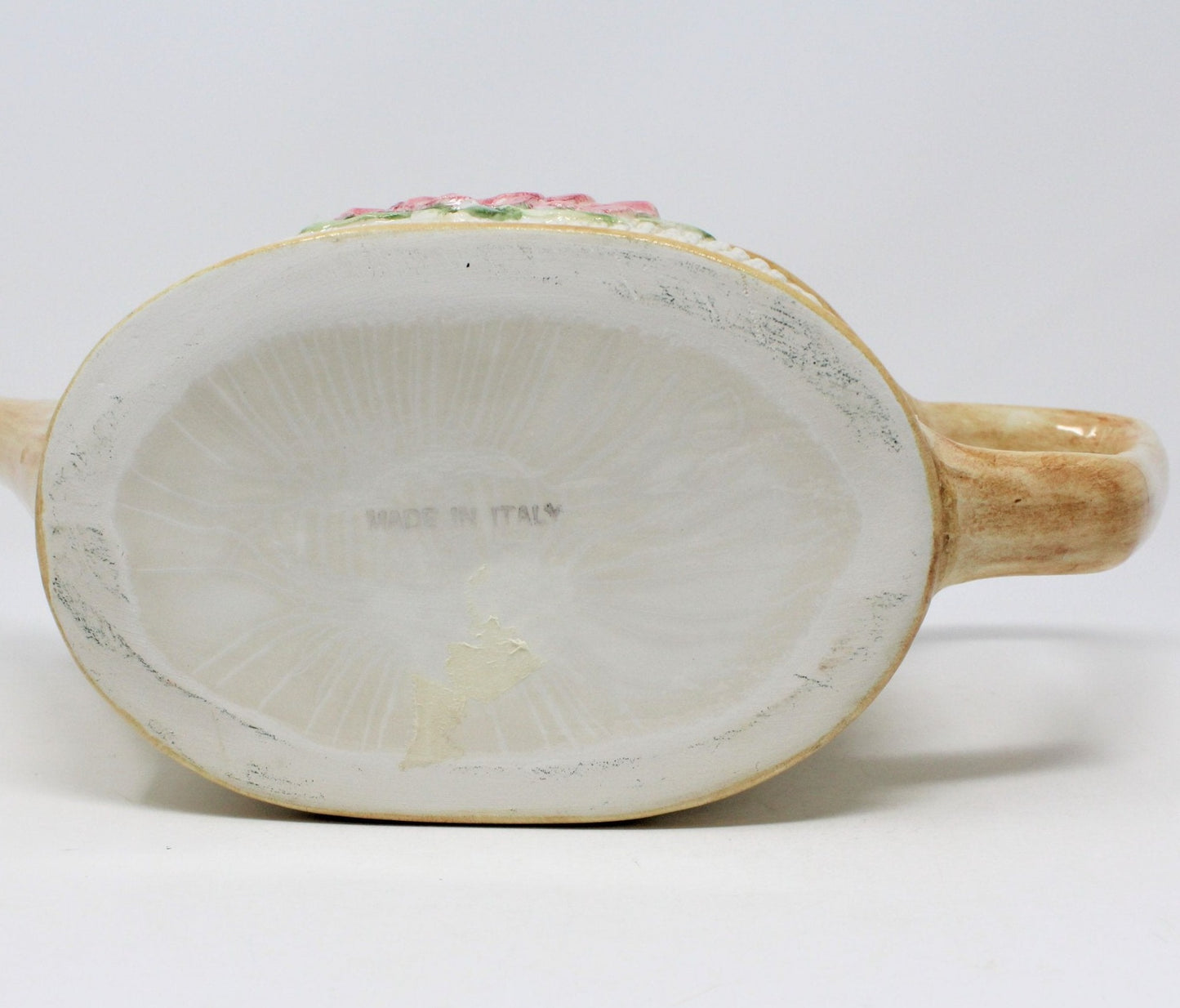 Planter / Vase, Watering Can, Ceramic Wicker, Italy, Vintage, SOLD