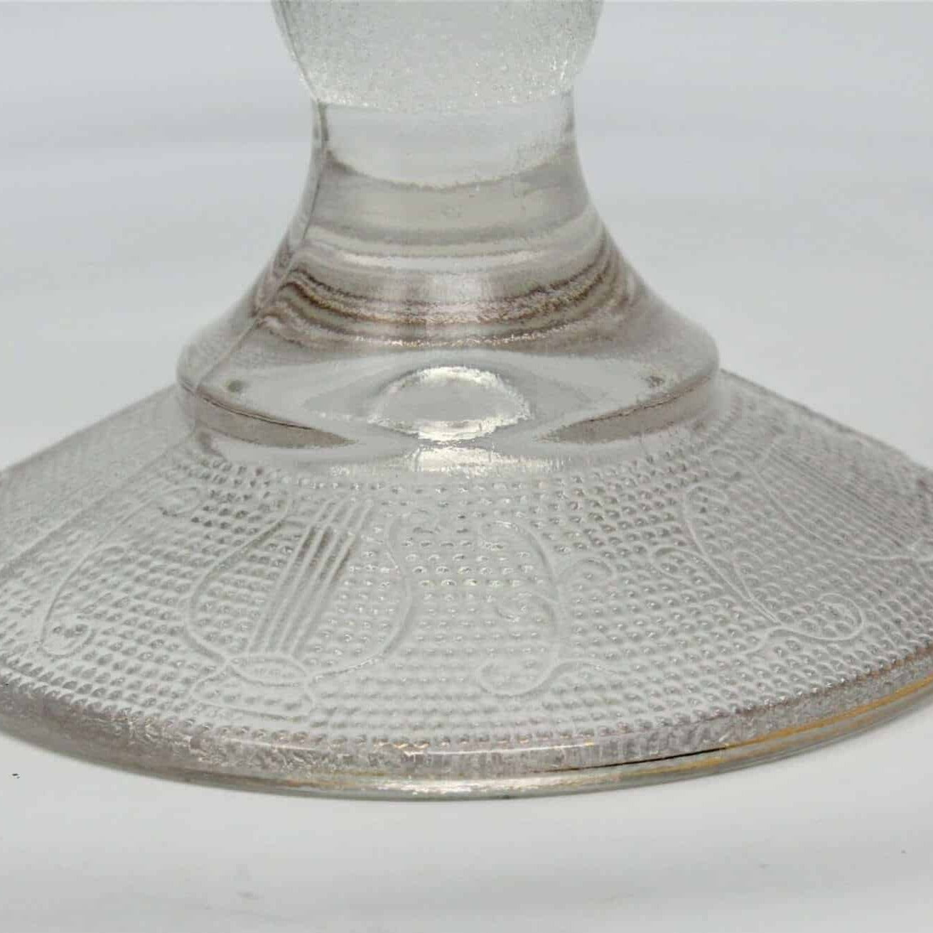 Cake Stand, Jeannette Glass, Harp, Pedestal Stand Scalloped, Vintage