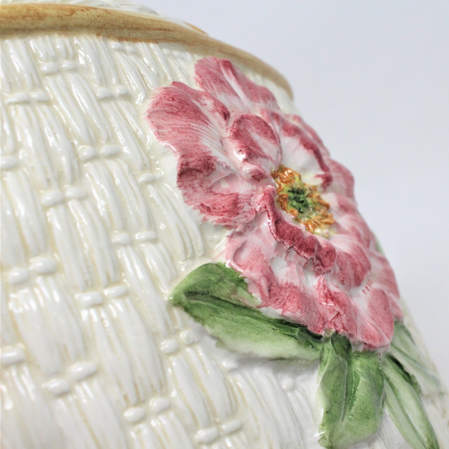 Planter / Vase, Watering Can, Ceramic Wicker, Italy, Vintage, SOLD