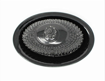 Butter Dish: Indiana Glass for Tiara Exclusives, Cameo Black (Diamond Point), Covered Pressed Glass, USA, Vintage 1977 - SOLD