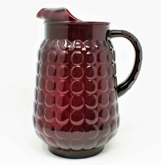 Pitcher, Anchor Hocking, Bubble Ruby, Red Glass, Vintage, SOLD