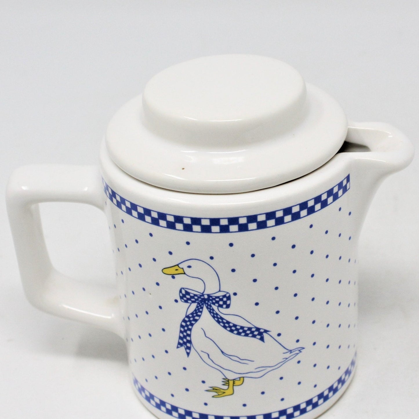 Creamer, Goose with Blue Bow, Ceramic, Vintage