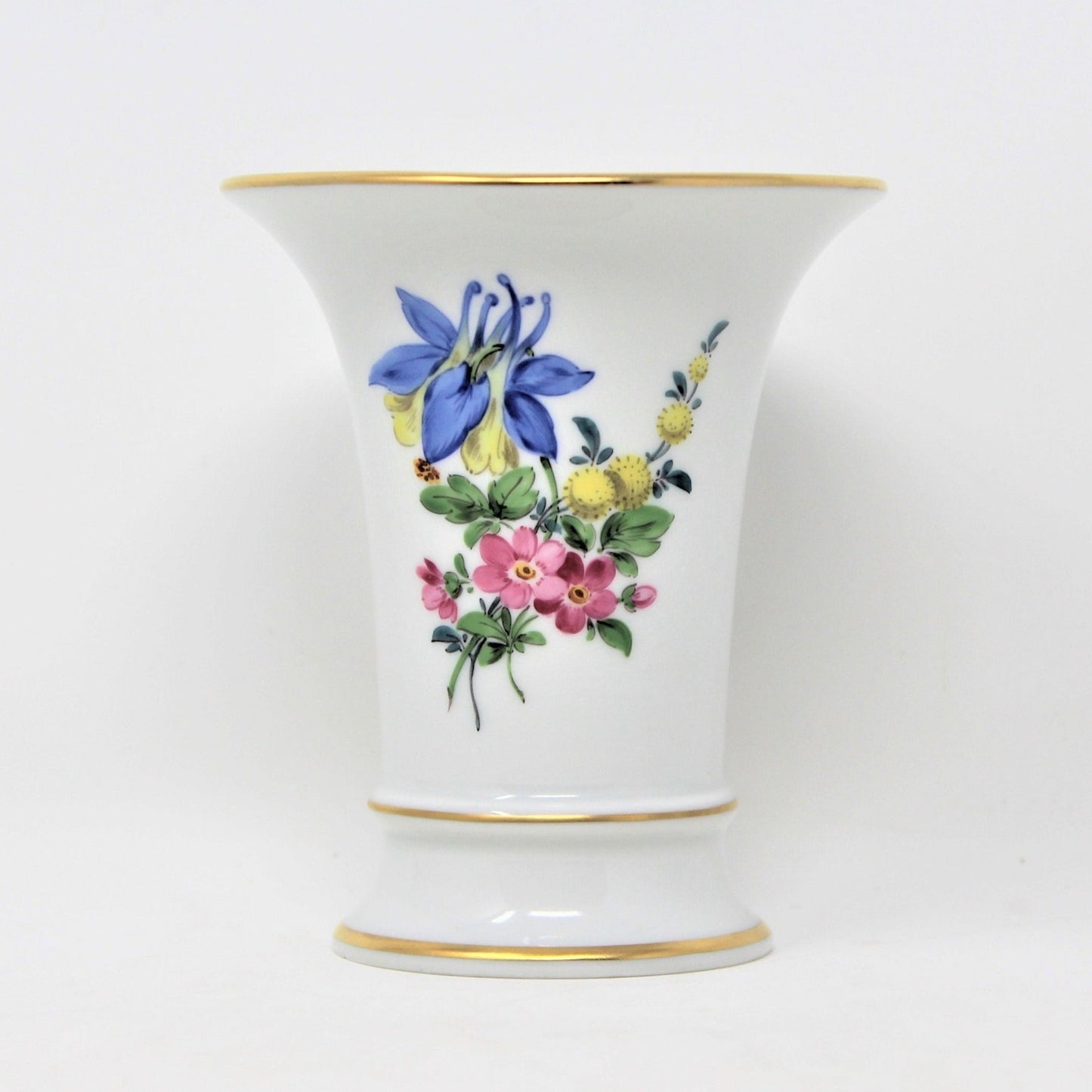 Vase, Trumpet / Funnel Vase, Meissen Porcelain, Floral 60110 Germany, Vintage