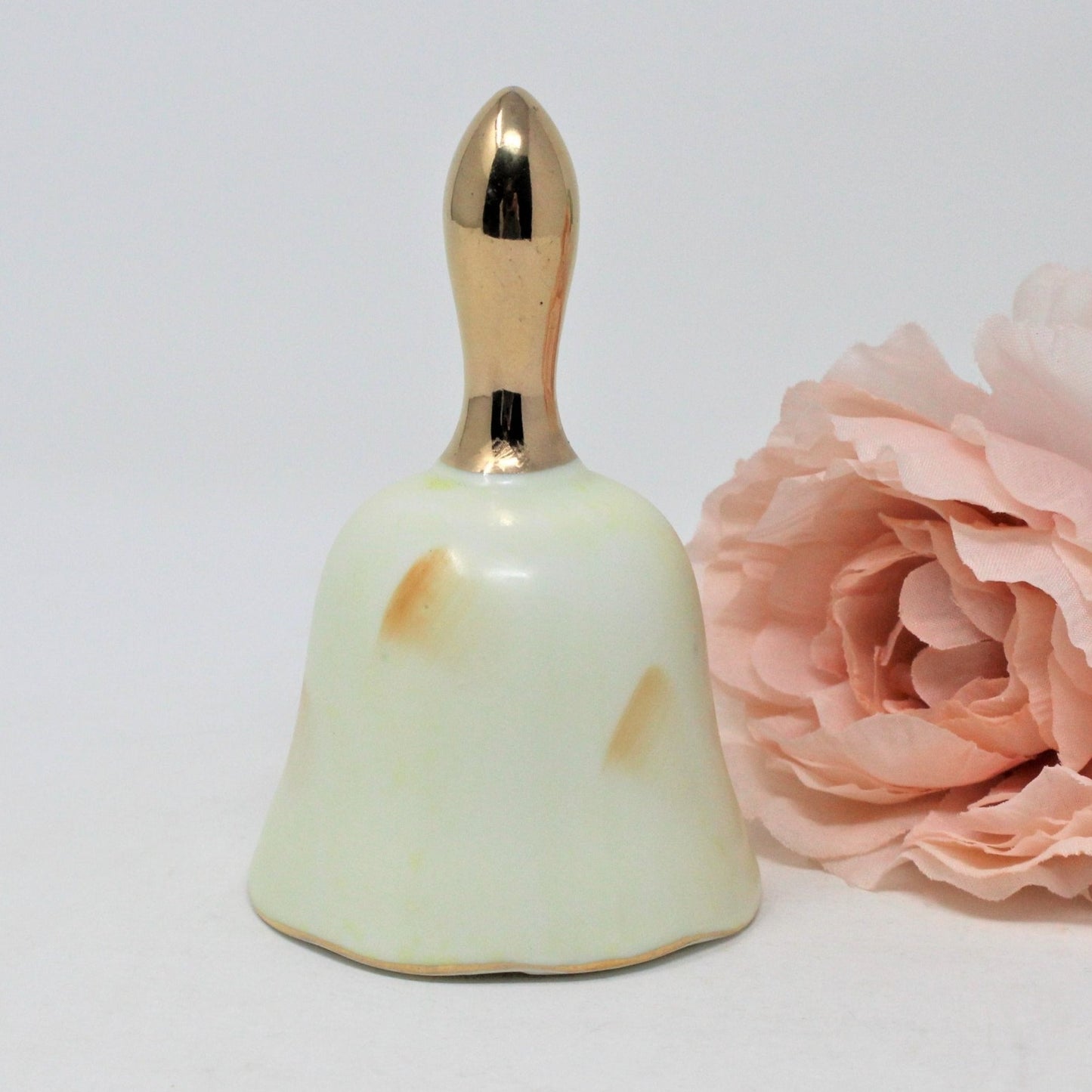 Bell, Enesco, Hand Painted Roses, Gold Handle, Japan, Vintage
