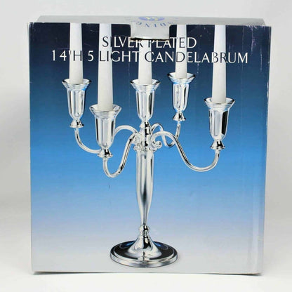 Candelabra, Silverplate, Godinger 5 Light / Taper, In Original Box, Vintage