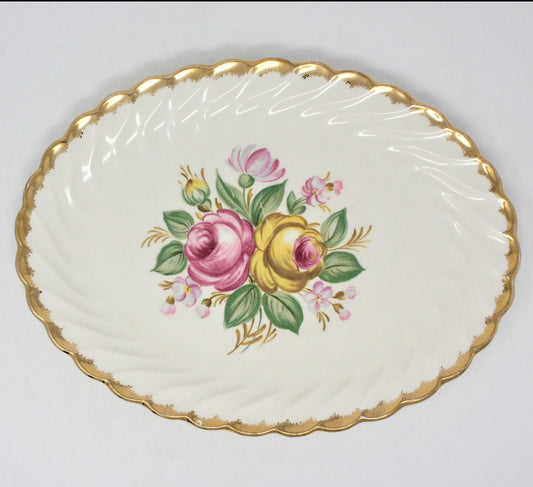 Serving Platter, Royal China, Quban Royal, 22K Gold, Vintage 14"