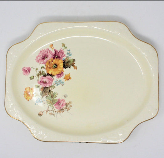 Serving Platter, Crooksville Bak-In Ware, Euclid, Floral #238, 12" Vintage