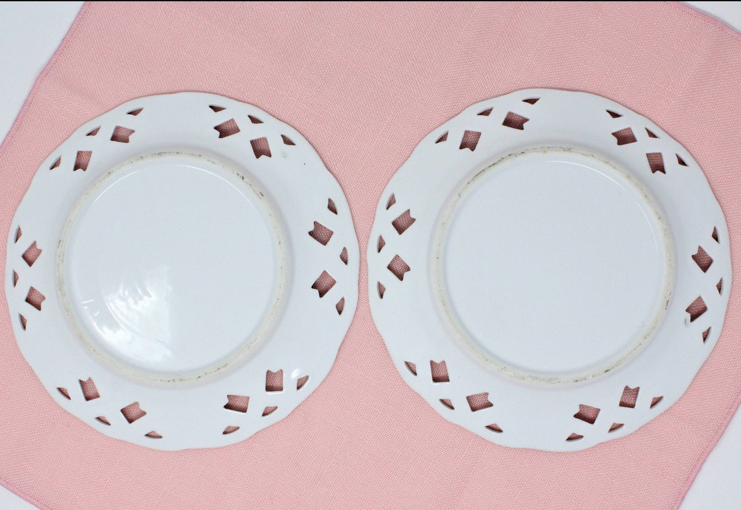 Decorative Plates, Old Paris, Hand Painted Florals, Reticulated, Set of 2, Antique