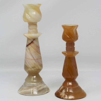 Candle Holders, Carved Marble Tapers, Set of 2, Vintage