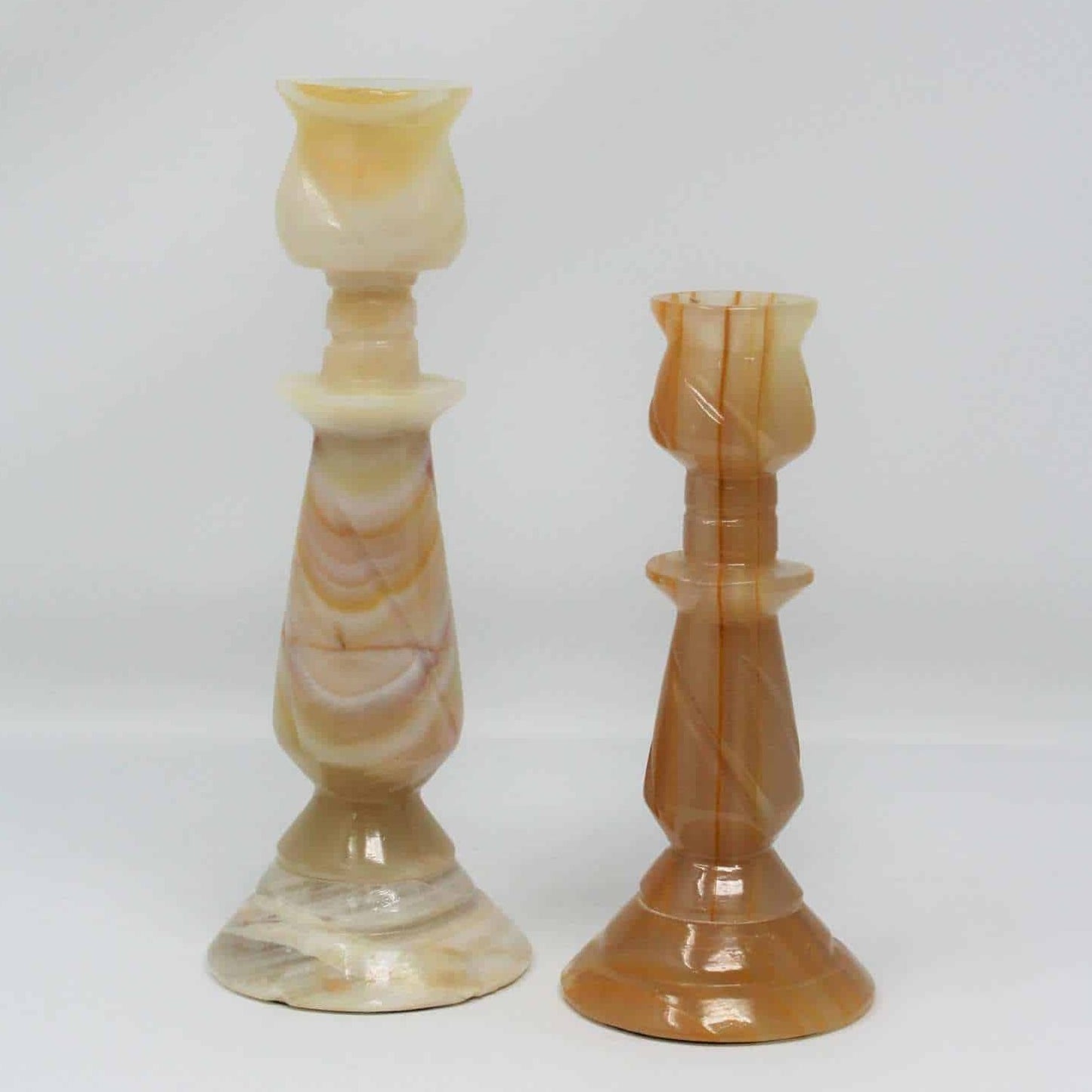 Candle Holders, Carved Marble Tapers, Set of 2, Vintage