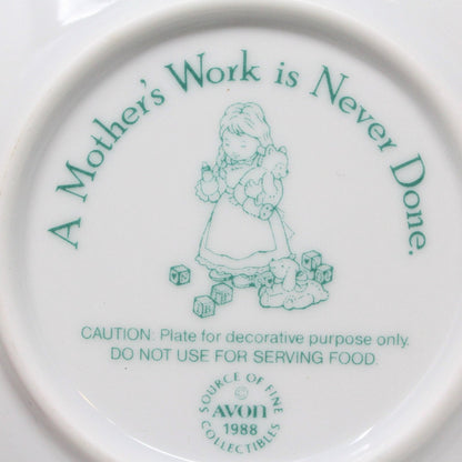 Decorative Plate, Avon, Mother's Day 1988, A Mother's Work is Never Done, in Box, Vintage