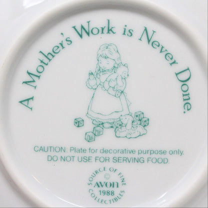 Decorative Plate, Avon, Mother's Day 1988, A Mother's Work is Never Done, in Box, Vintage