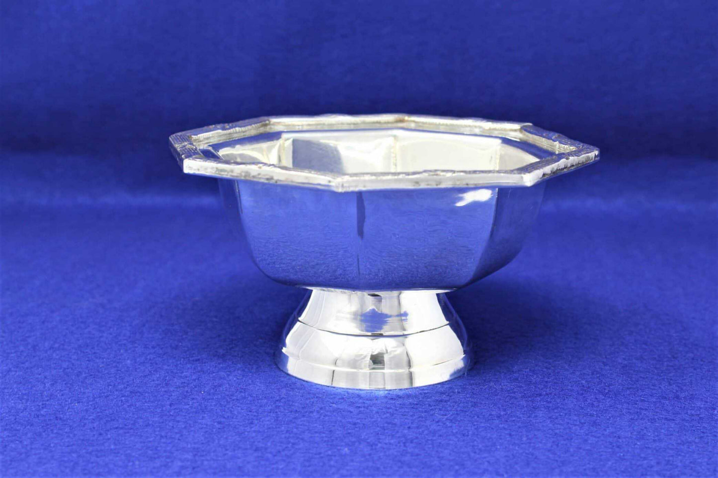 Bowls, Silver Plate, Octagon Shaped Pedestal, Set of 2, Vintage