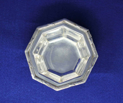 Bowls, Silver Plate, Octagon Shaped Pedestal, Set of 2, Vintage