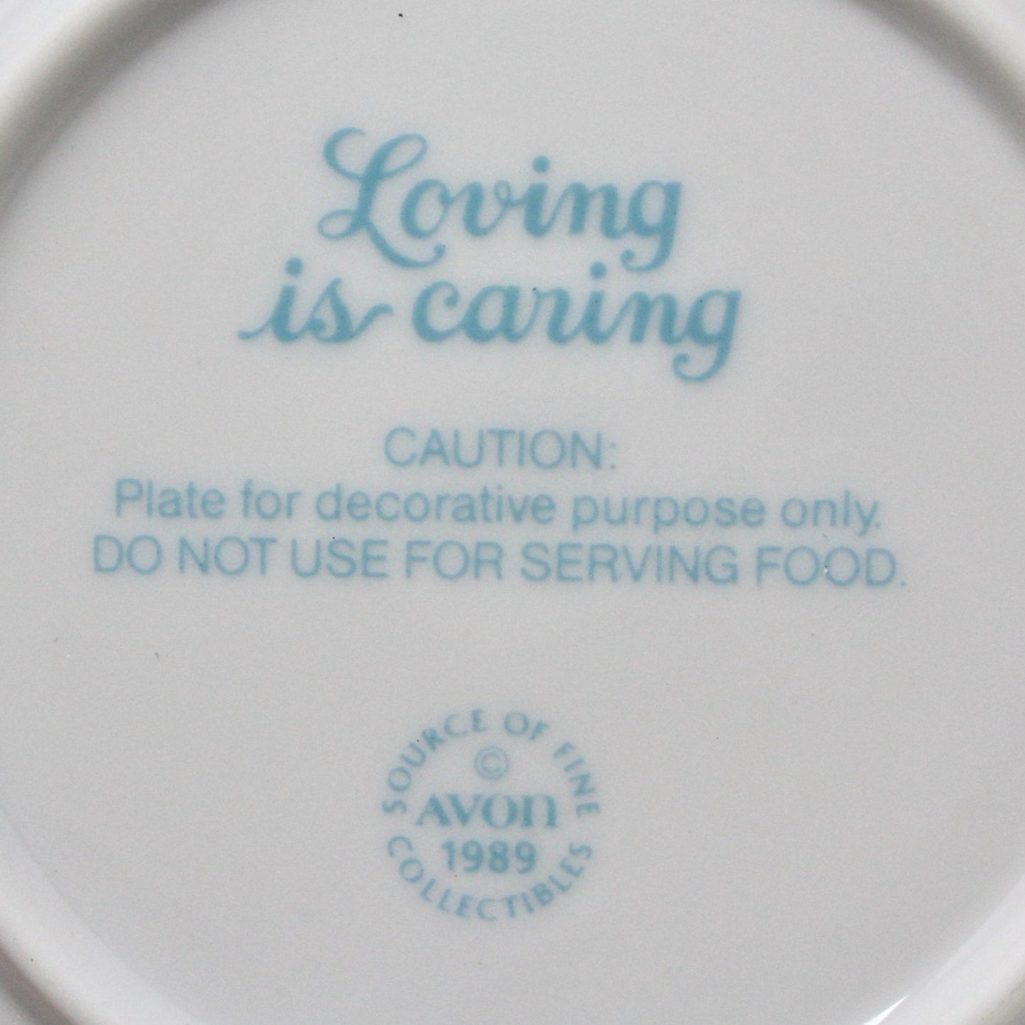 Decorative Plate, Avon, Mother's Day 1989, Loving is Caring, Vintage