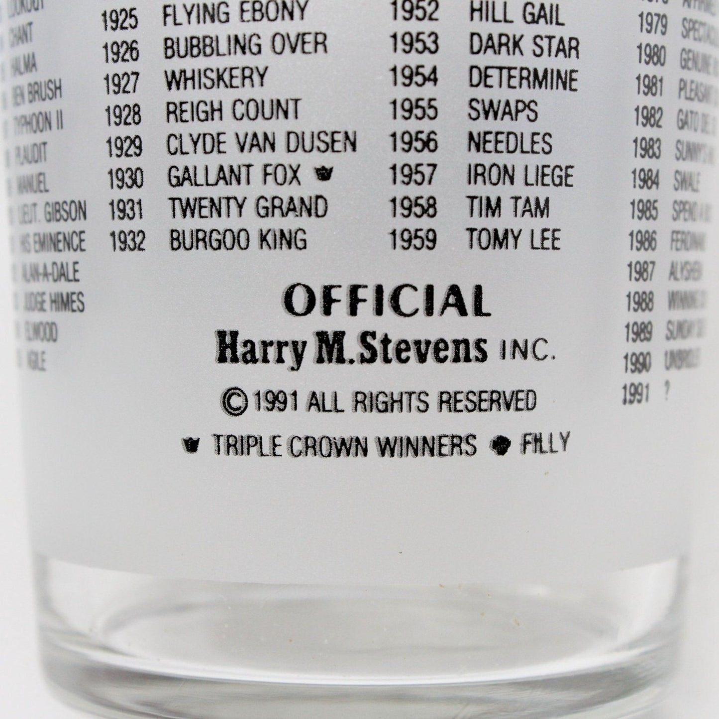 Mint Julep Glass, Kentucky Derby, Churchill Downs, 1991 Vintage