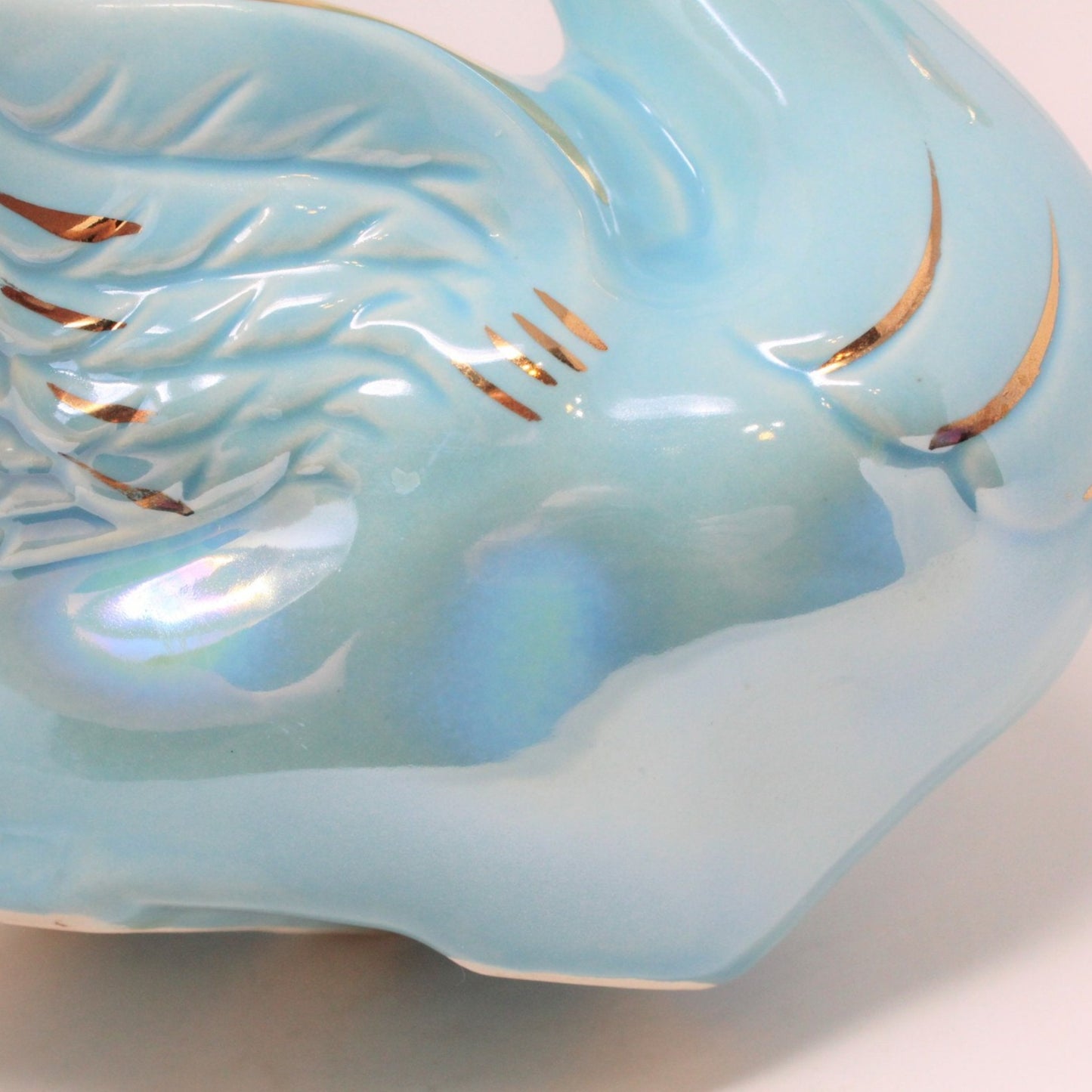 Planter / Vase, Swan, Blue Iridescent, Vintage Pottery